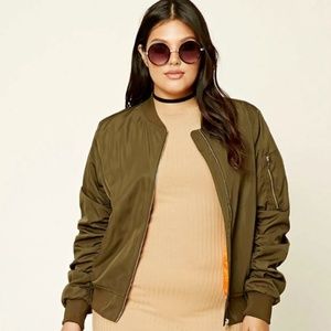 FOREVER 21 Plus Olive Bomber Jacket - Size 2X